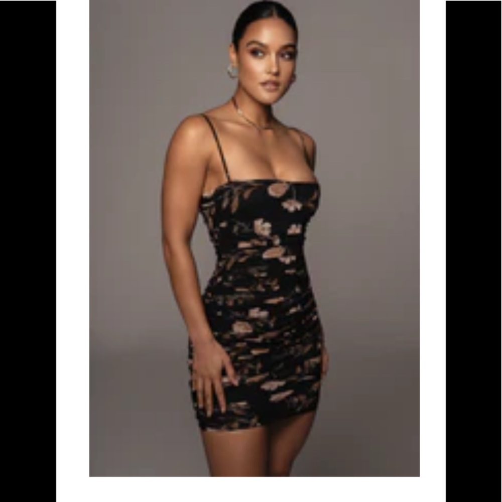 BLACK FLORAL DAPHNE MESH DRESS - Large JLUXELABEL